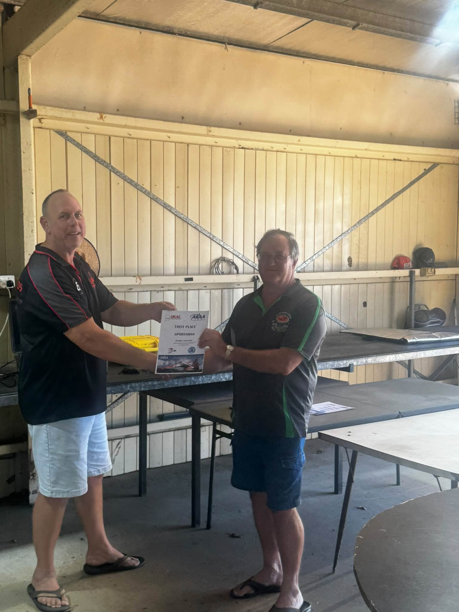 Sportsman First Place Certificate Presentation to Garry